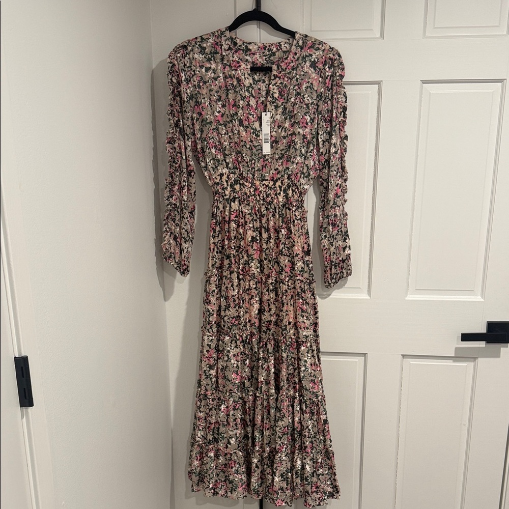 Elie Tahari Floral Long Sleeve Maxi Dress